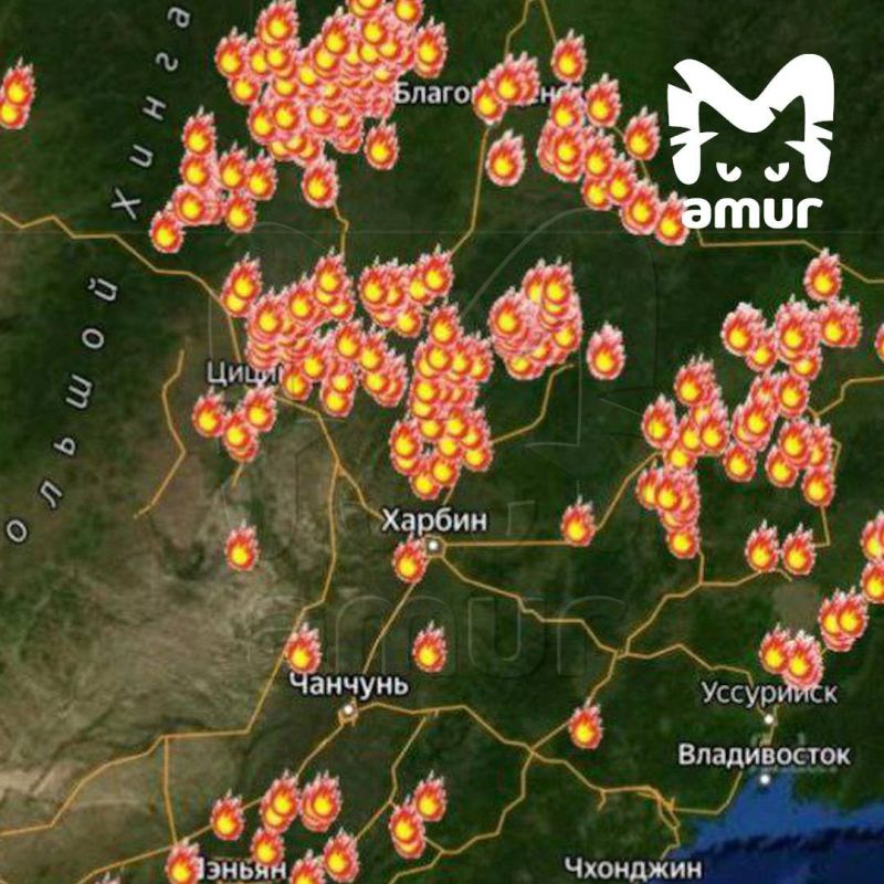 Дым от сотен пожаров в Китае накрыл Амурскую область и Хабаровский край