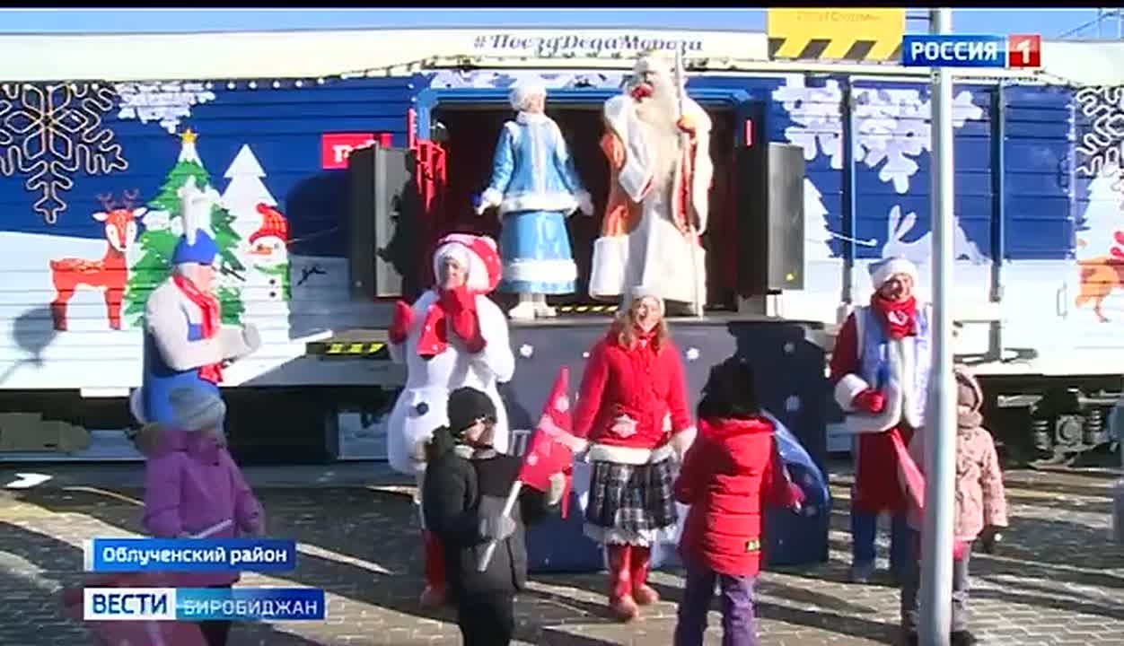 Поезд Деда Мороза остановился в поселке Известковый ЕАО