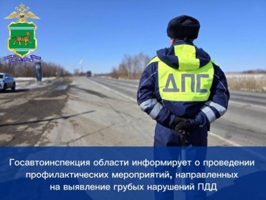 Госавтоинспекция области информирует о проведении профилактических мероприятий, направленных на выявление грубых нарушений ПДД