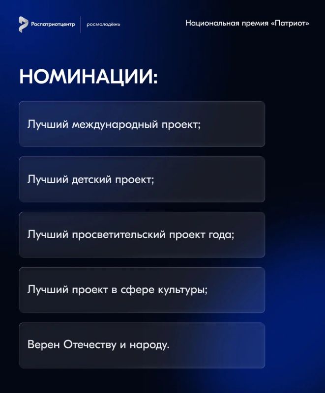 В ЕАО стартовал прием заявок на престижную Национальную премию «Патриот» В ЕАО стартовал прием заявок на престижную Национальную премию «Патриот»